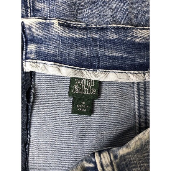Wild Fable Womens Blue Jean Denim Mini Skirt Size 14 Acid Wash Back Zipper - Picture 4 of 5